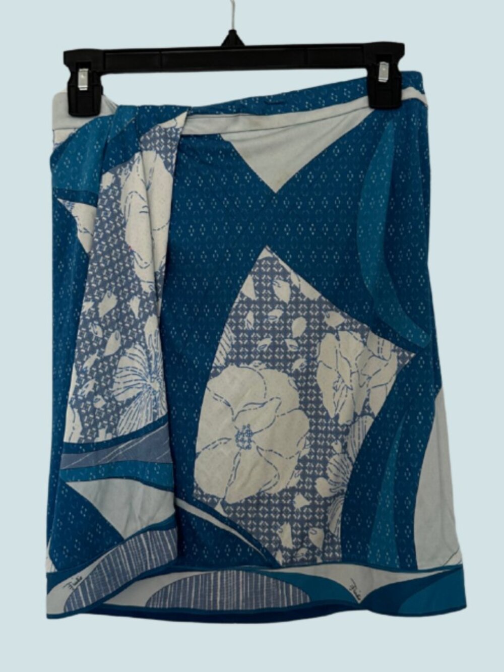Emilio Pucci Blue & White Printed Wrap Skirt S/M